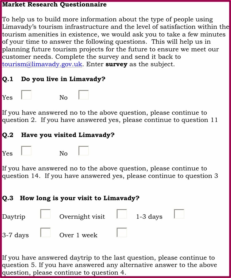 Market Research Survey Template Pdf