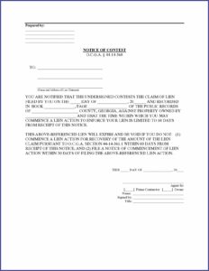 Mechanic Lien Form Georgia