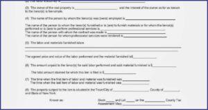 Mechanic's Lien Form