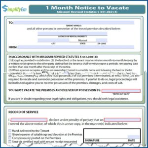 Mo Eviction Notice Form Free