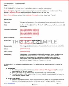Musicians Performance Contract Template
