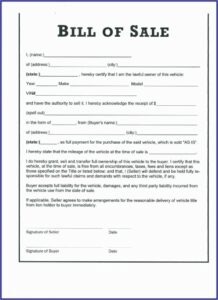 Nc Boat Bill Of Sale Form Free