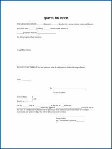 Nebraska Quit Claim Deed Form