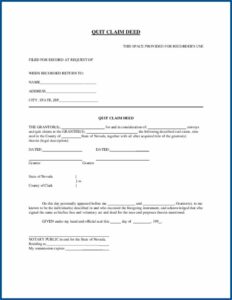 Nevada Quit Claim Deed Template
