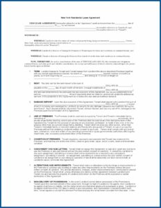 New York Tenant Lease Agreement Form