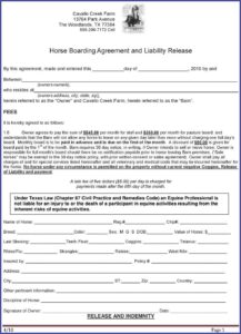 Ohio Equine Liability Release Form
