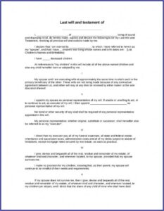Oregon Last Will And Testament Free Form