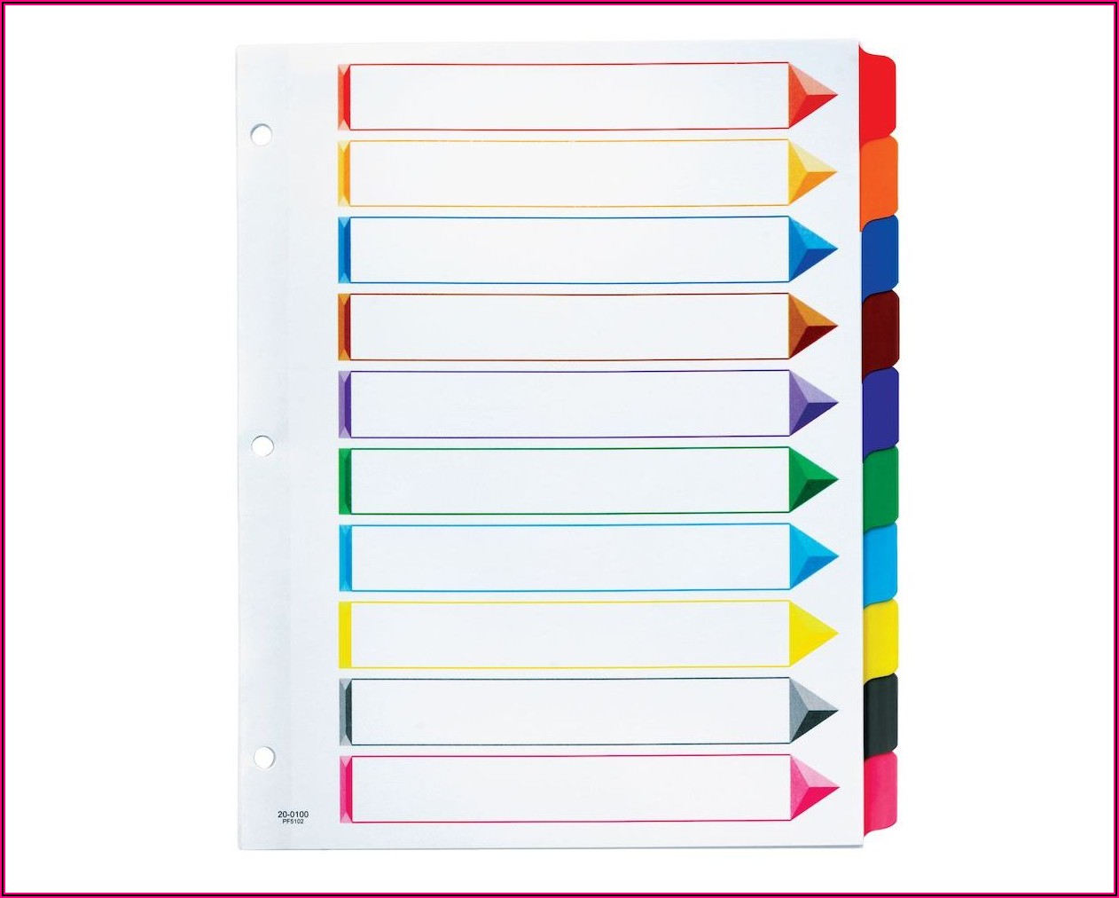 Oxford Insertable Tab Dividers Template