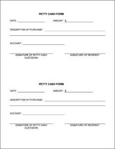 Petty Cash Receipt Form