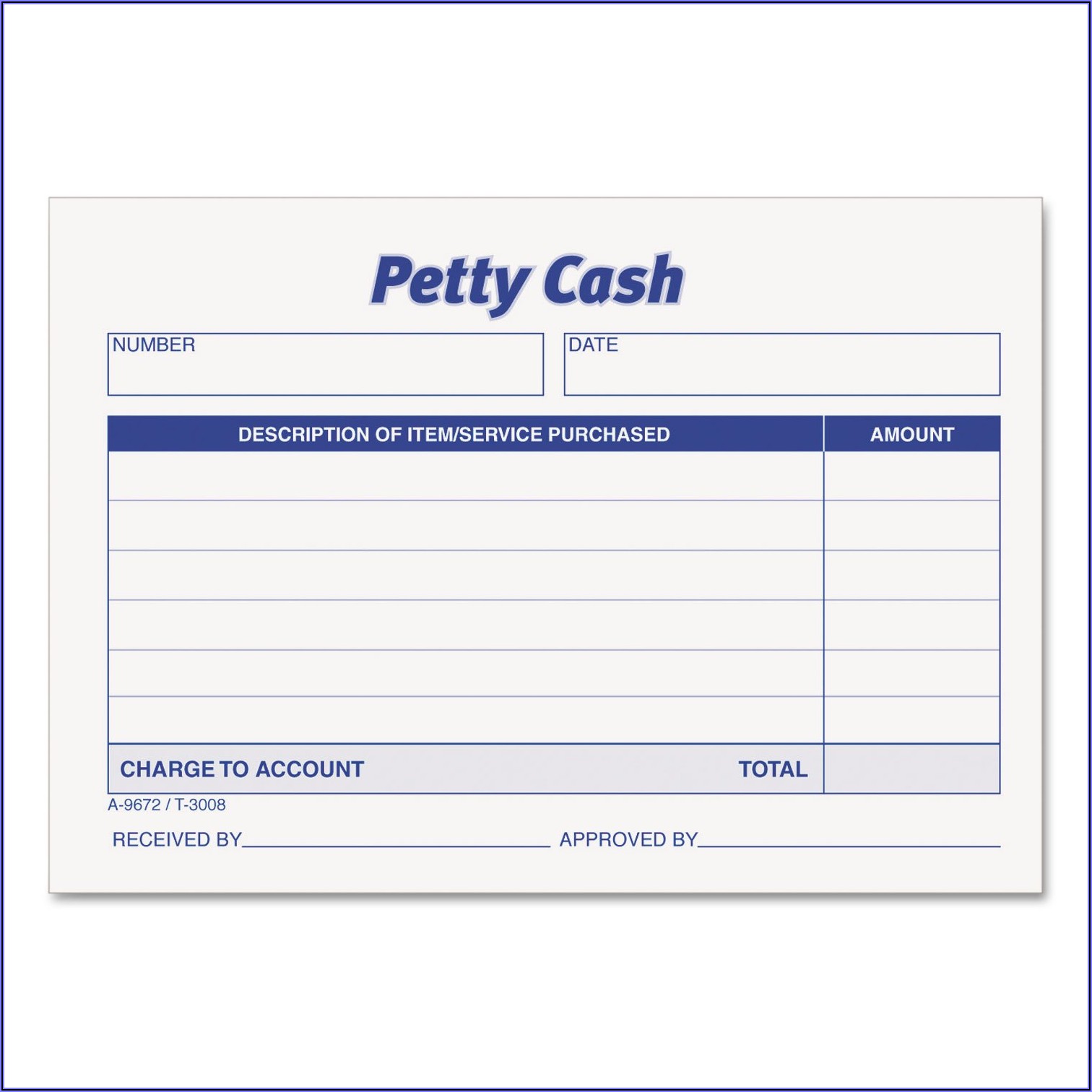 Petty Cash Received Form