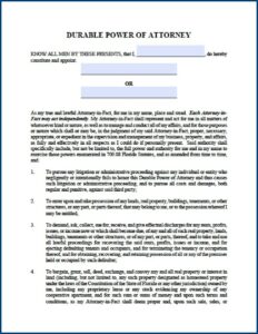Power Of Attorney Form Florida Medical