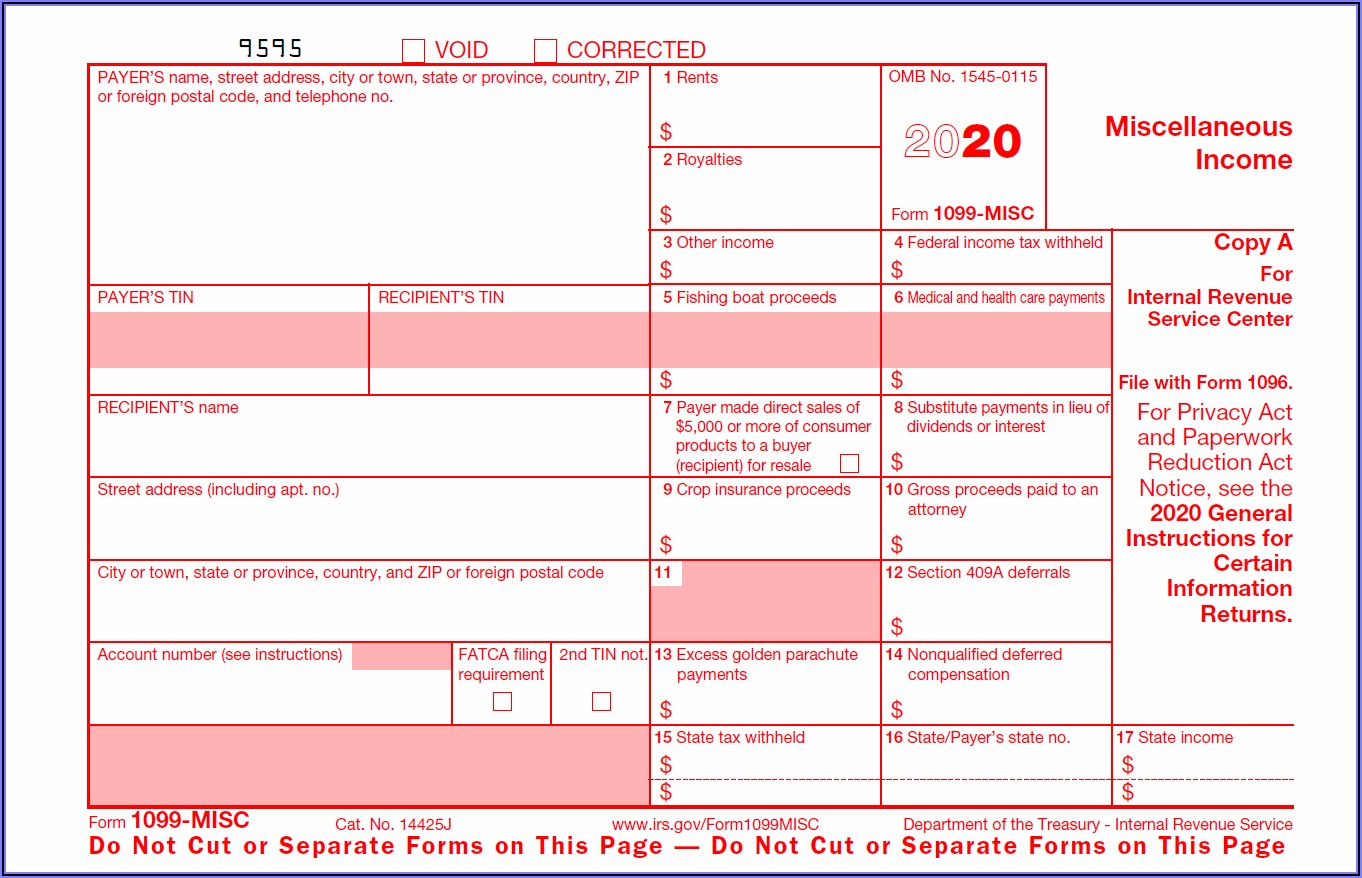 Printable 1099 Misc Form 2019