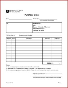 Printable Editable Purchase Order Template