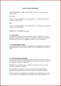 Printable Family Loan Agreement Template