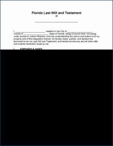 Printable Will Forms Florida