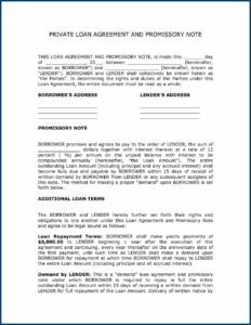Private Loan Contract Sample