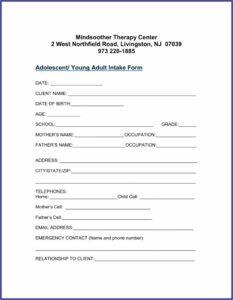 Psychotherapy Intake Forms Download