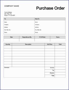 Purchase Order Request Form Template Word Free