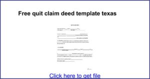 Quit Claim Deed Form Texas Free