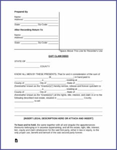 Quit Claim Deed Form Washington State Sample