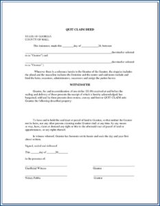 Quit Claim Deed Form Washoe County Nevada