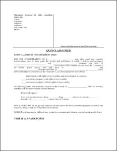 Quitclaim Deed Az Form