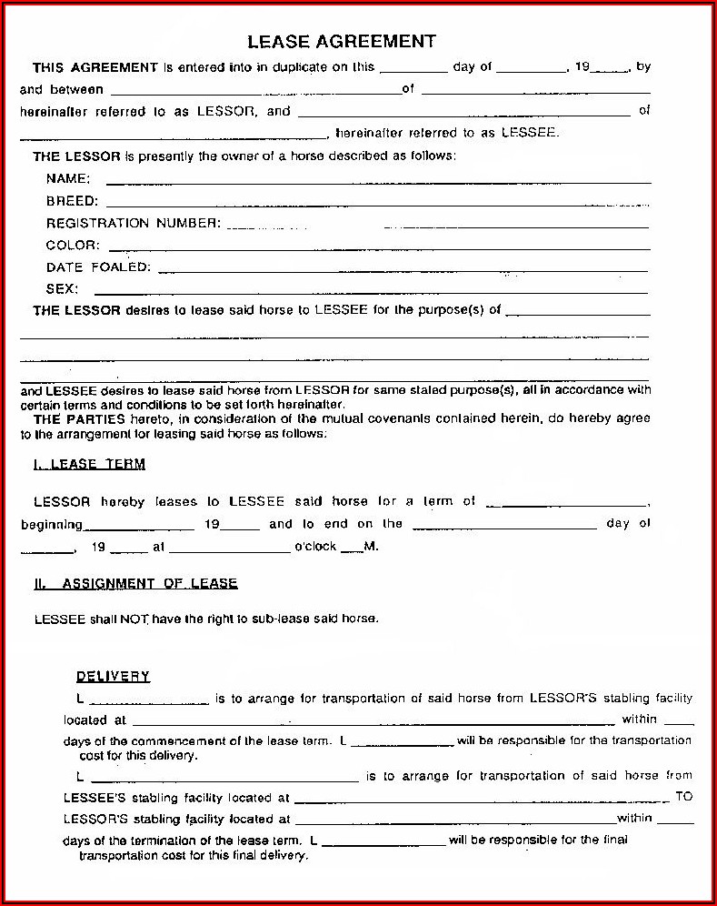 Rental Agreement Contract Template Free