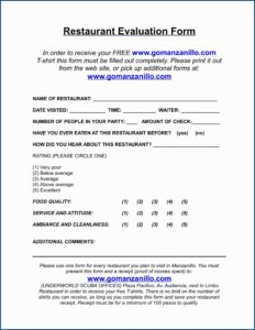 Restaurant Employee Evaluation Form Free