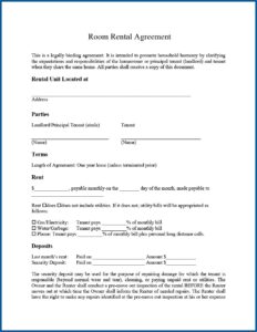 Room For Rent Lease Agreement Form