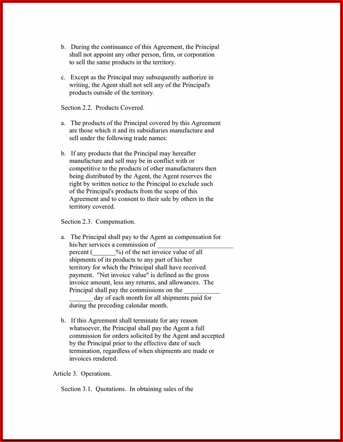 Sales Agency Agreement Template Pdf