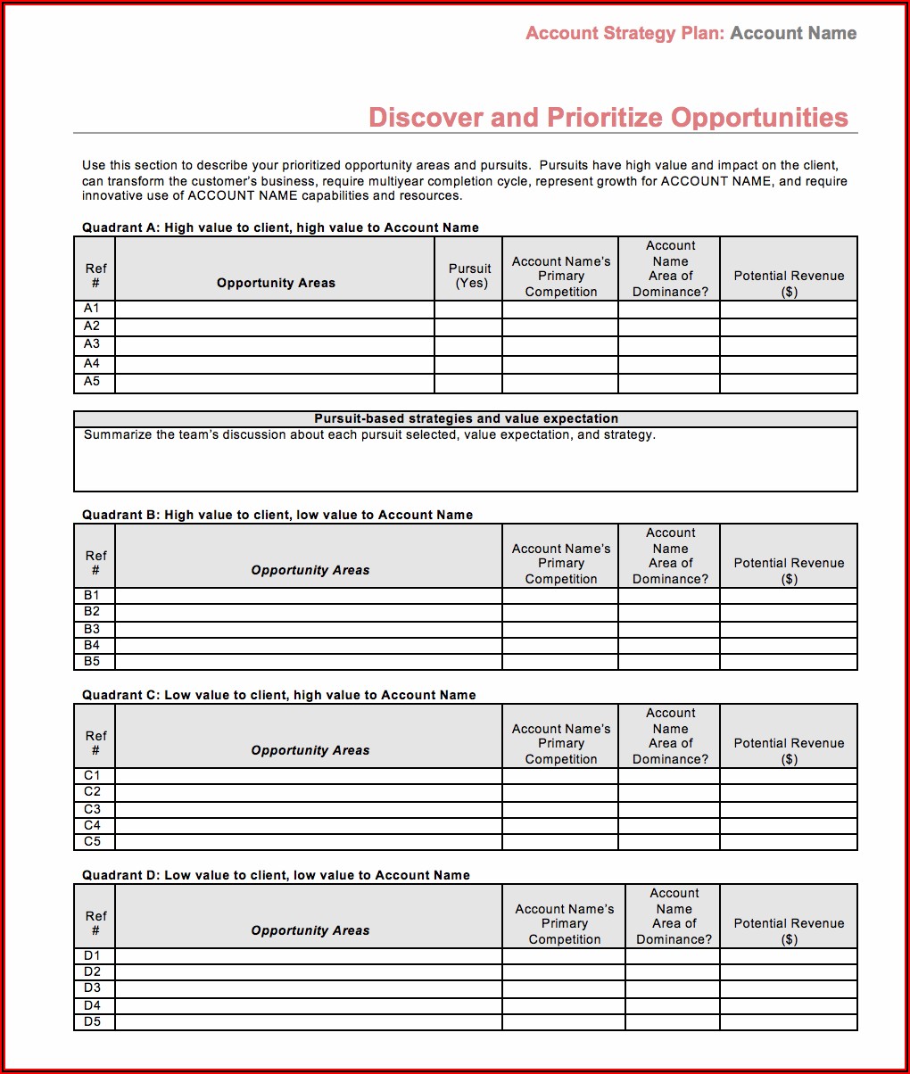 Sales Rep Account Planning Template