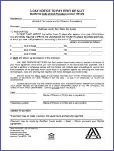 Sample 3 Day Eviction Notice California