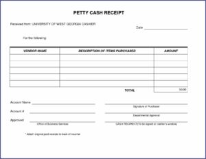 Sample Petty Cash Receipt Form