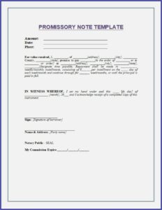 Sample Promissory Note In Word Format