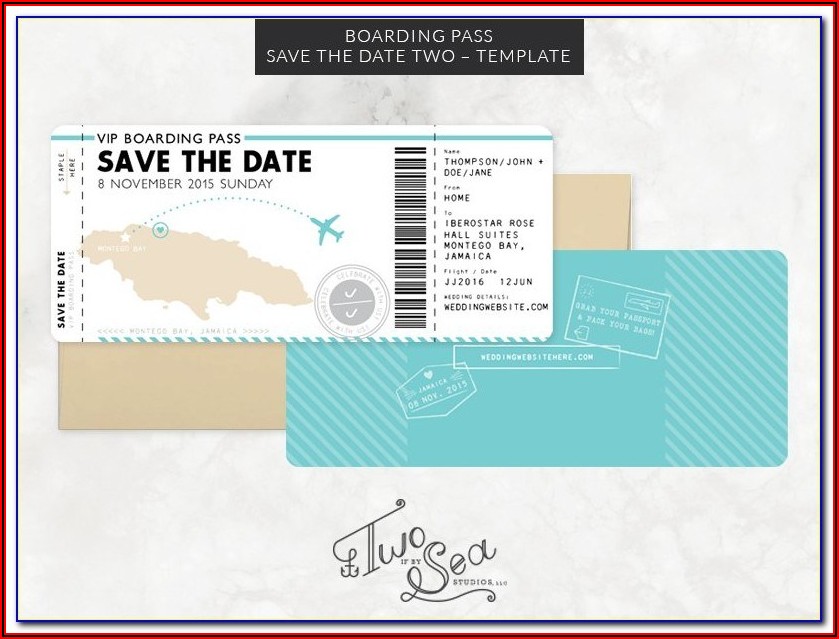 Save The Date Boarding Pass Template Free