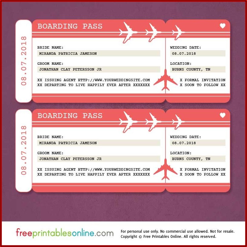 Save The Date Boarding Pass Template