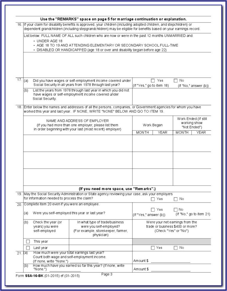 Social Security Administration Form Ssa 521
