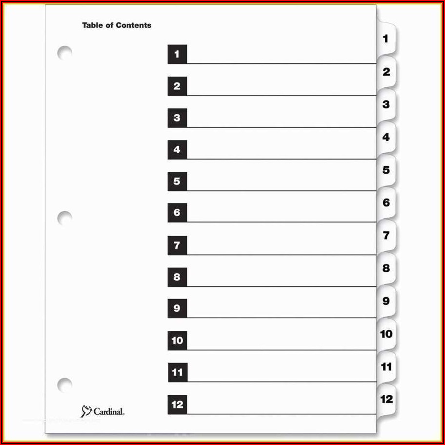 Staples 5 Tab Divider Label Template