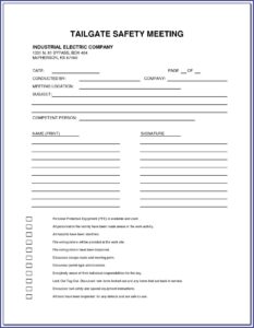 Tailboard Meeting Form