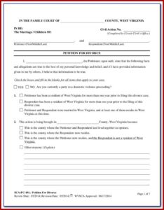 Template For Divorce Petition