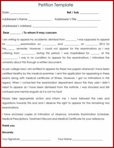 Template For Writing A Petition