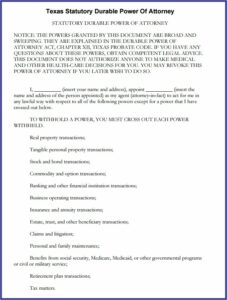 Texas Financial Power Of Attorney Form Pdf