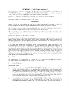 Texas Hunting Lease Contract Form