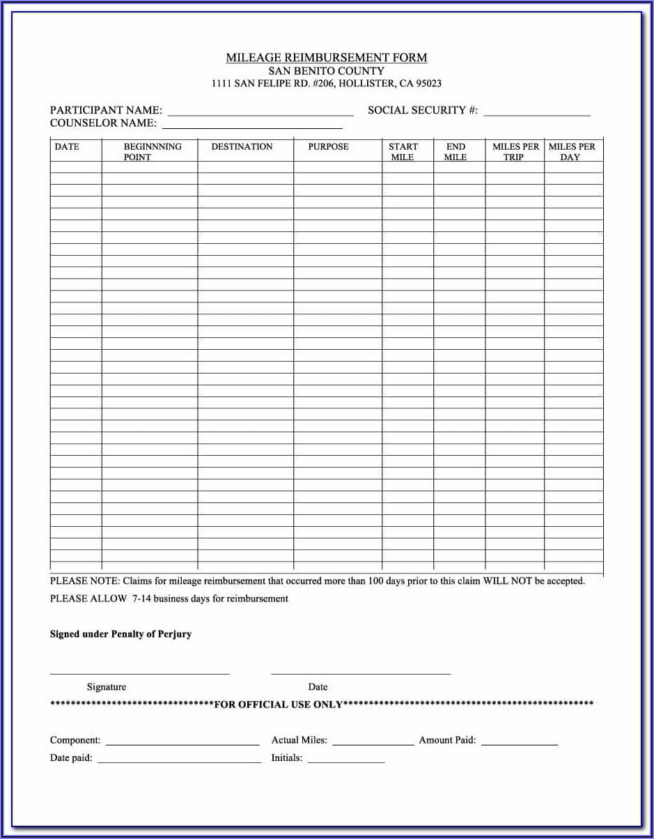 Texas Workers Comp Mileage Reimbursement Form