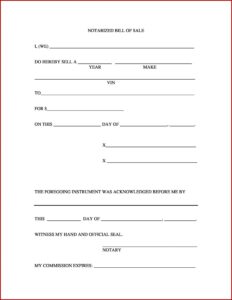 Used Car Bill Of Sale Template Georgia