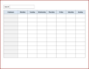 Weekly Work Schedule Template Pdf