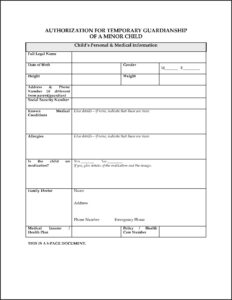 Wyoming Temporary Guardianship Forms
