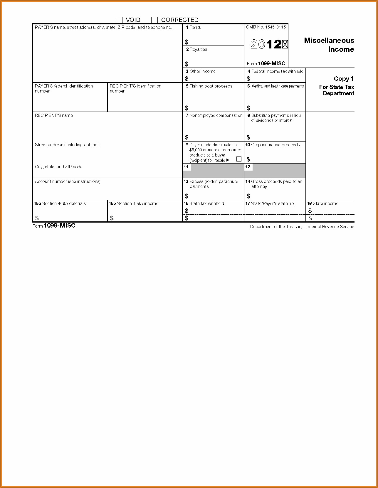2013 Fillable 1099 Misc Form