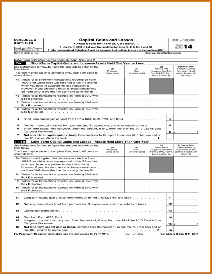 2014 Irs Tax Form 8949
