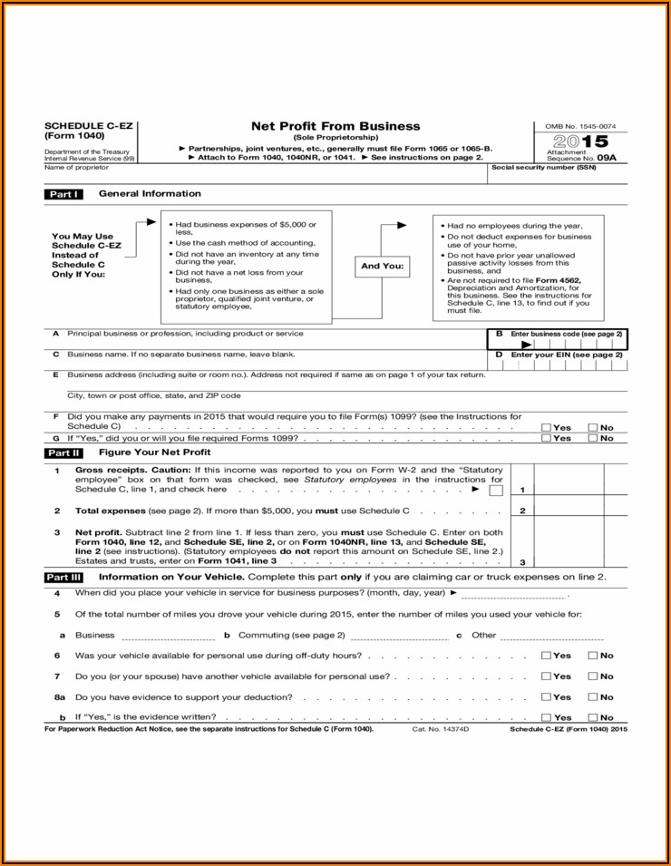 2014 Irs Tax Forms 1040 Schedule C